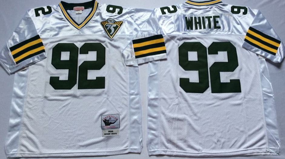 Men NFL Green Bay Packers #92 White white Mitchell Ness jerseys